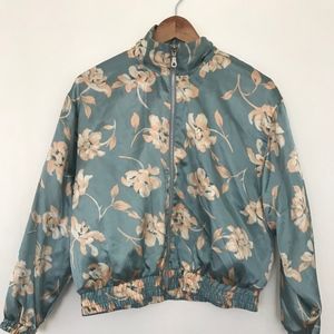 Vintage Sateen Floral Bomber Jacket - M